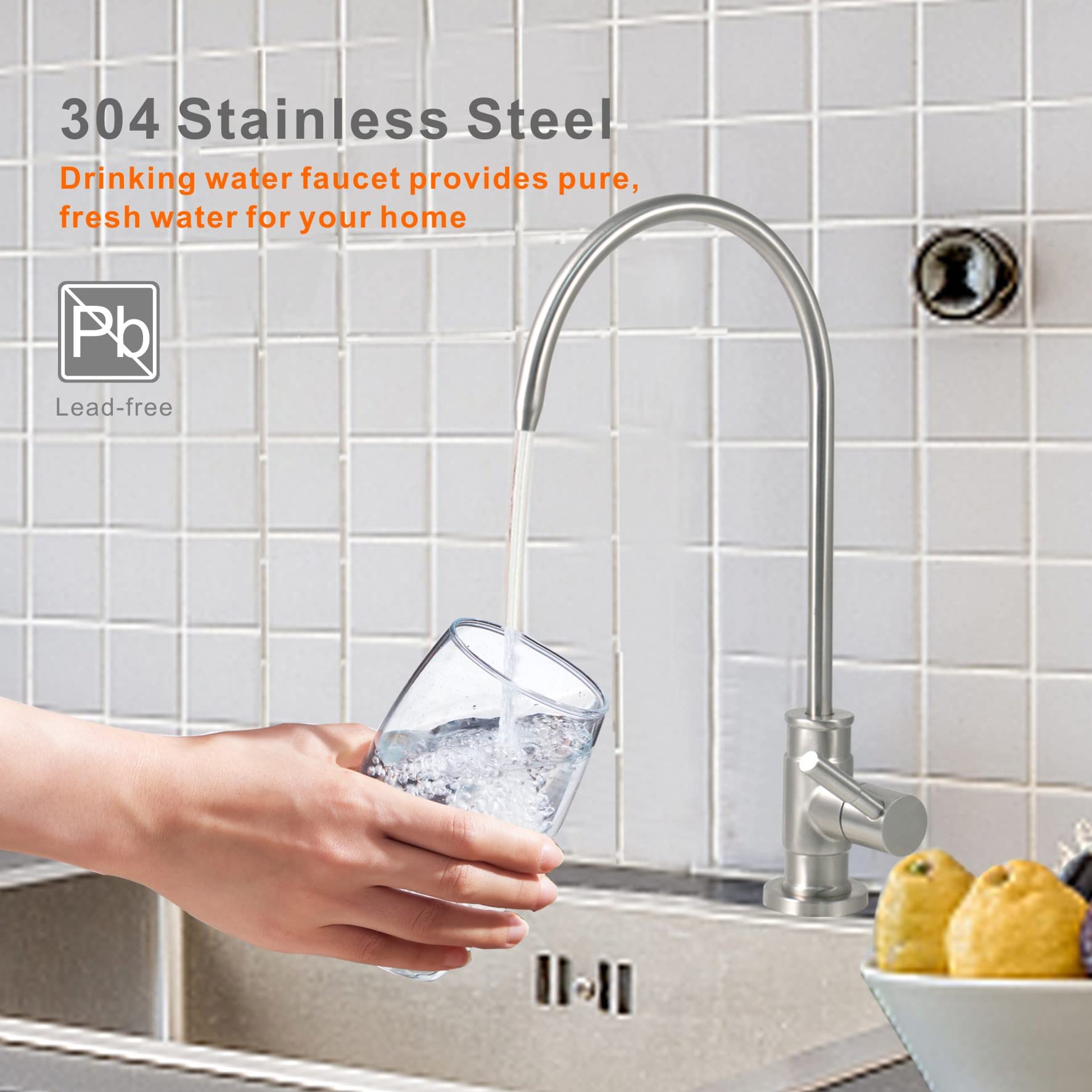 Drinking Water Faucet Brushed Nickel Wellup Reverse Osmosis Faucet for Non Air Gap RO Water Filtration System  Lead-Free Stainless Steel Kitchen Water Filter RO Faucet for Kitchen Bar Sink